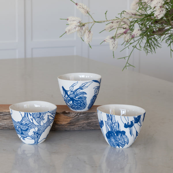 Floral Blue Cappuccino Cup Large