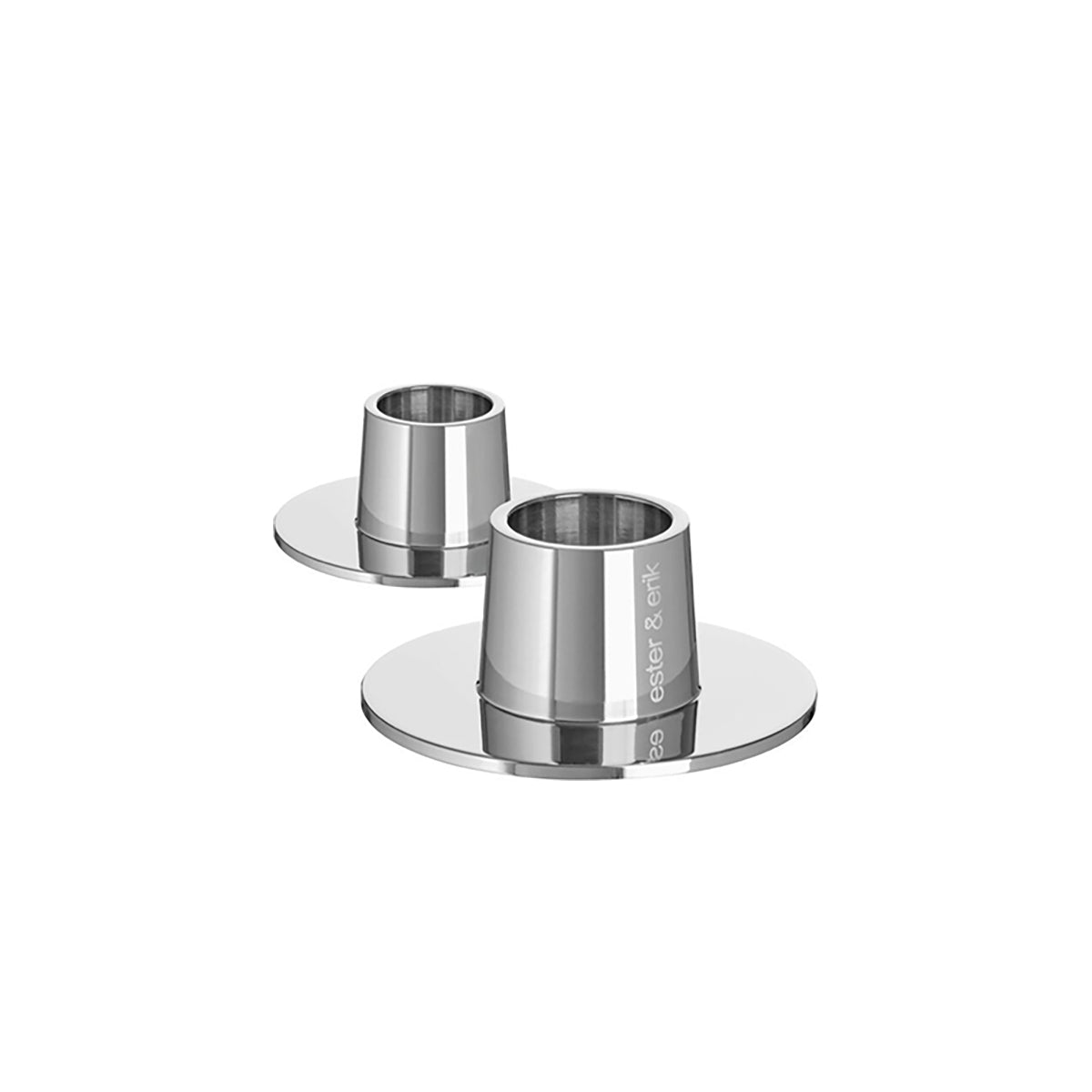 Candle Holder Shiny Silver Set / 2