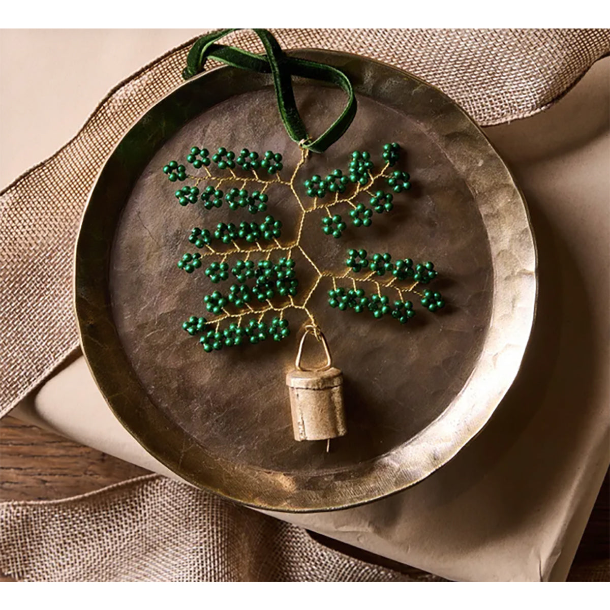 Hanging Beaded Bell Green
