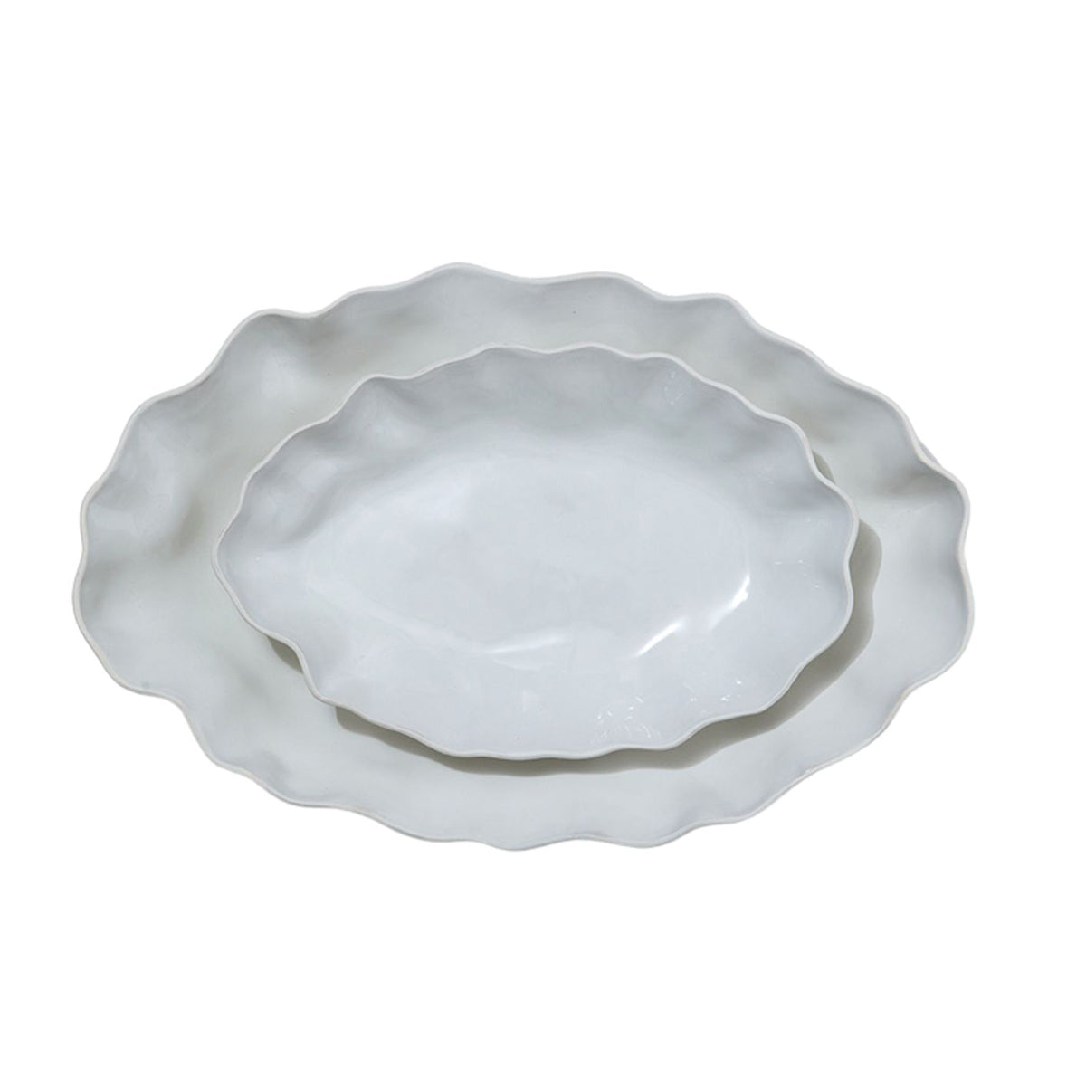 Ruffle Rectangle Platter Extra Large Snow White