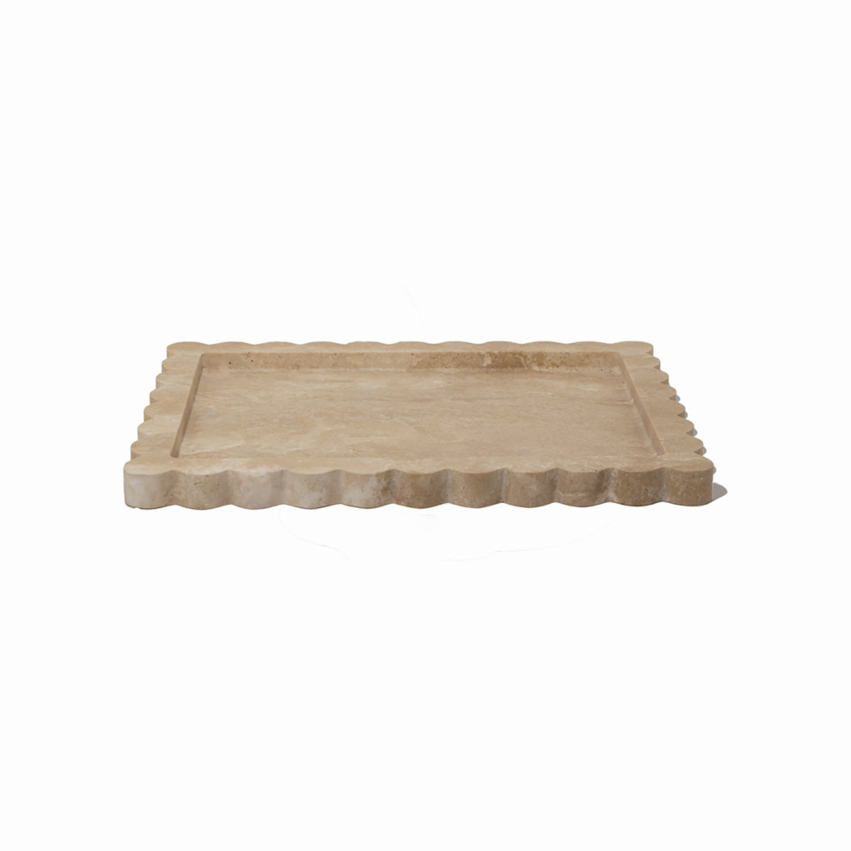 Palazzo Scalloped Tray Large Beige Travertine