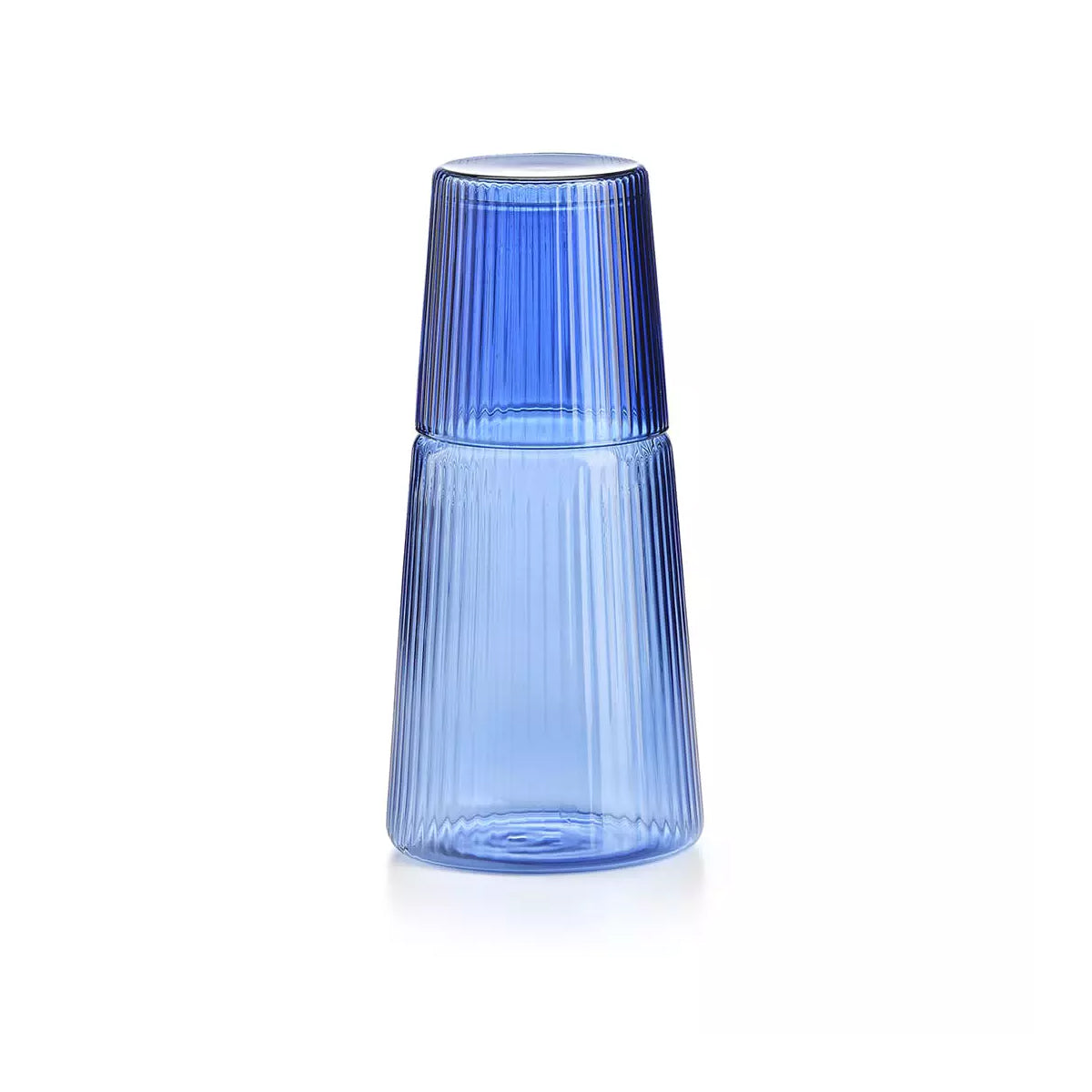 Narciso Pleated Carafe & Glass Blue