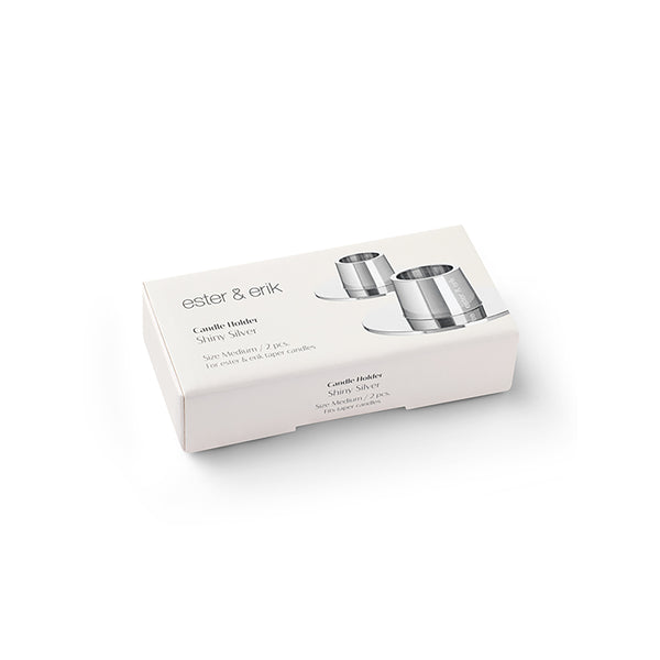 Candle Holder Shiny Silver Set / 2