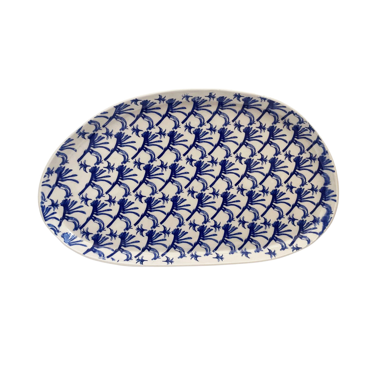 Floral Blue Platter Tray Large