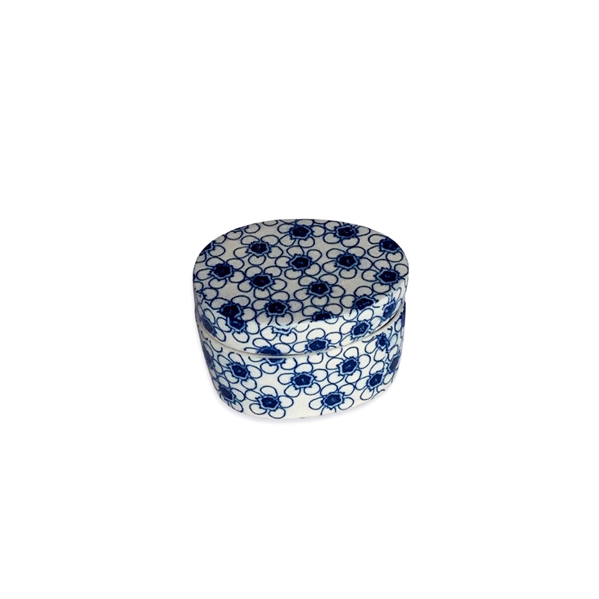 Floral Blue Trinket Box Large