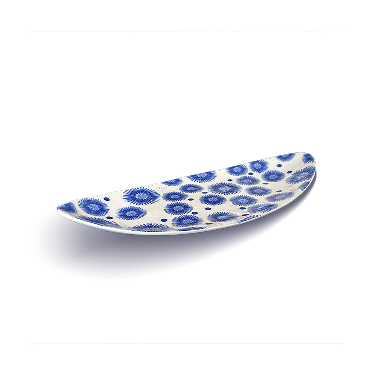 Floral Blue Oval Platter Large