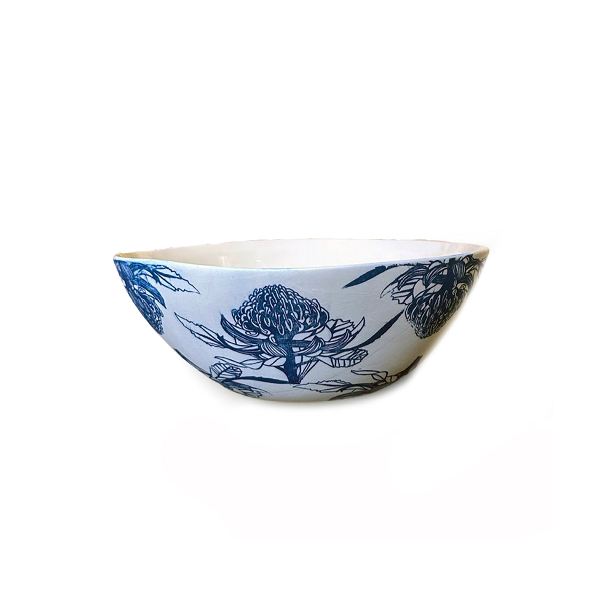 Floral Blue Salad Bowl