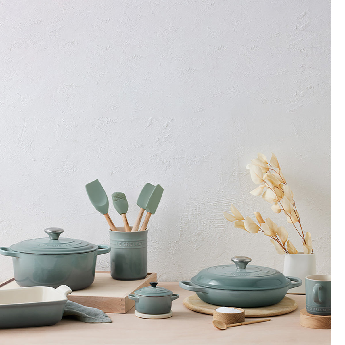 Heritage Stoneware 5pce Utensil Jar Sea Salt