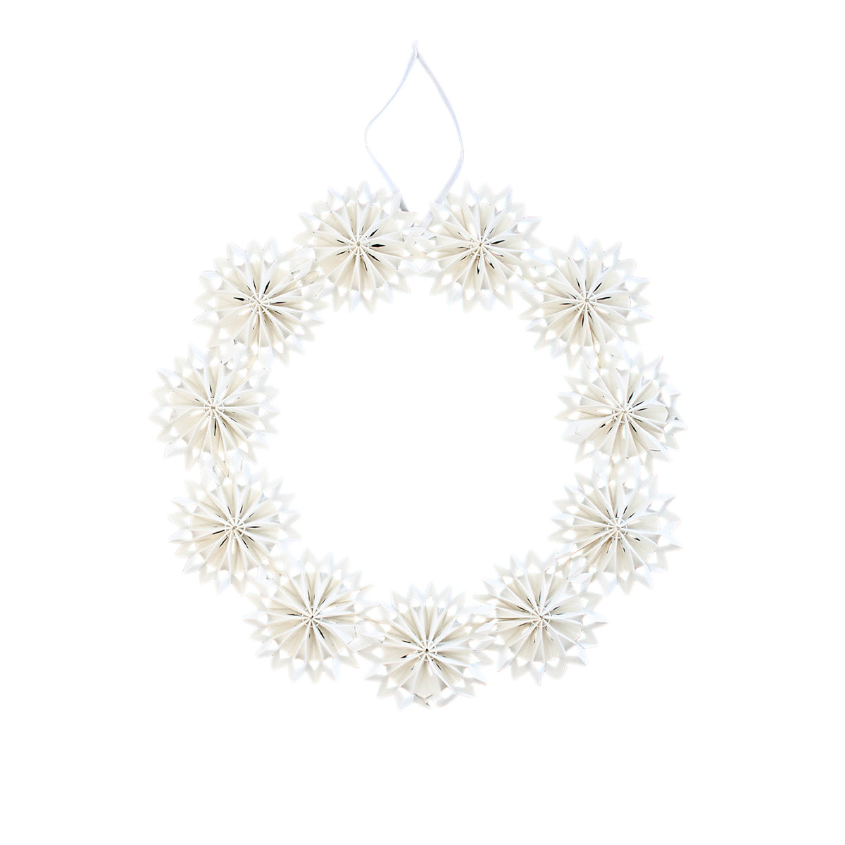 White Hanging Paper Wreath 43cm