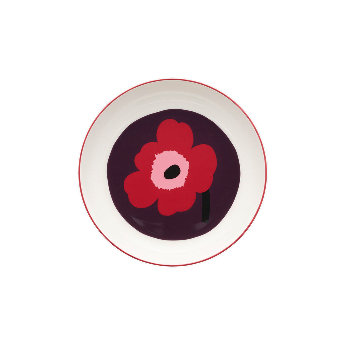 Oiva Unikko Deep Plate Red/Wine/Pink 20.5cm