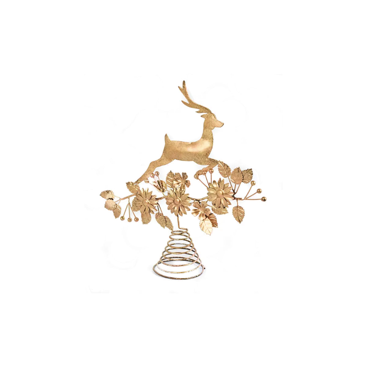 Brass Whimsical Reindeer Tree Topper