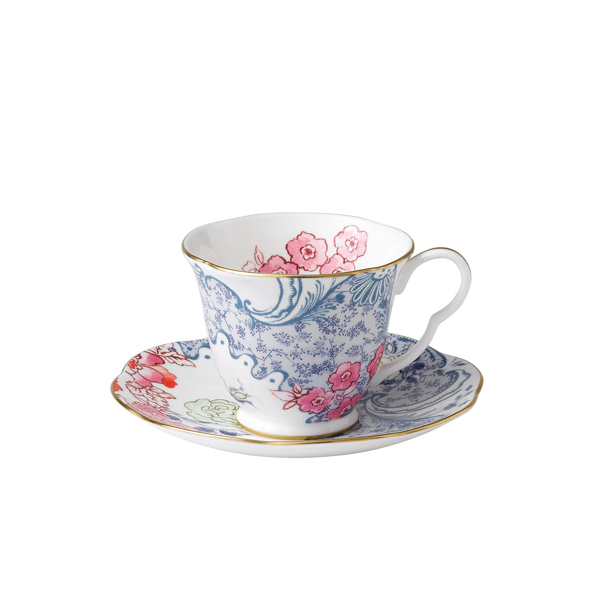 Butterfly Bloom Blue/Pink Teacup and Saucer