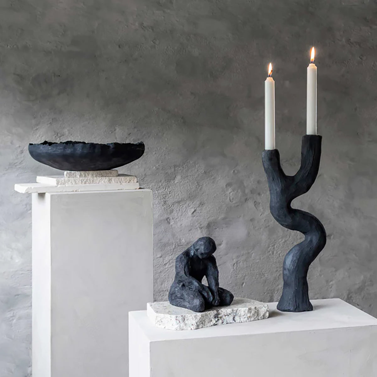 Art Piece Candle Holder Black