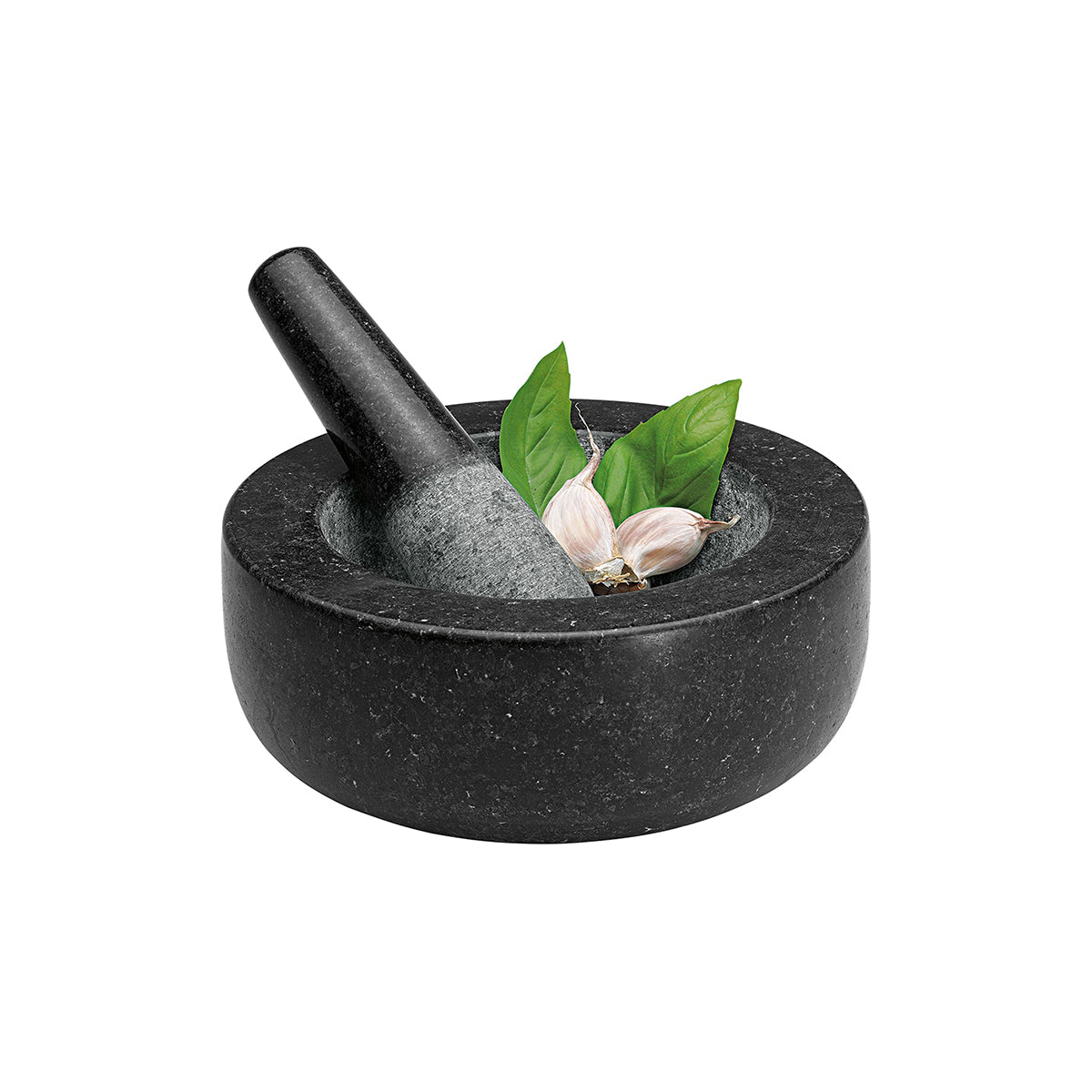 Low Profile Granite Mortar & Pestle Black 20cm