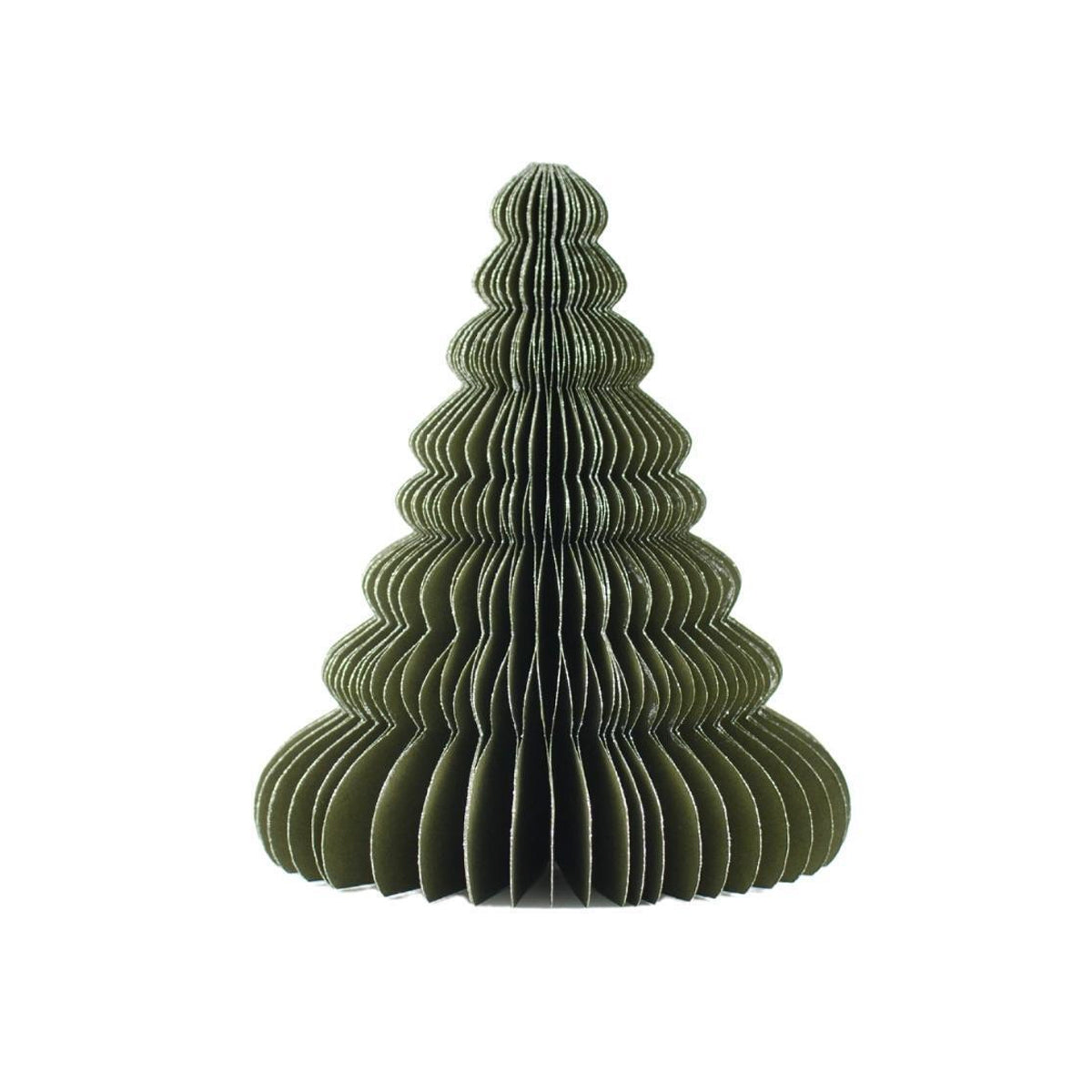 Paper Tree Standing Olive Green / Silver Edge 20cm