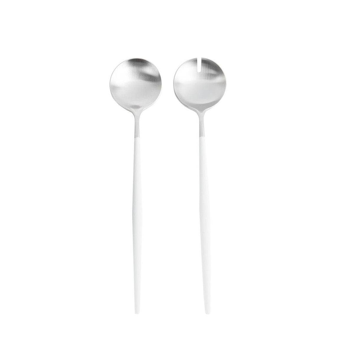 Goa Salad Servers White / Matte Silver