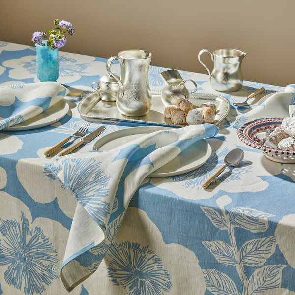 Dove Blue Floral Tablecloth Large PRE ORDER
