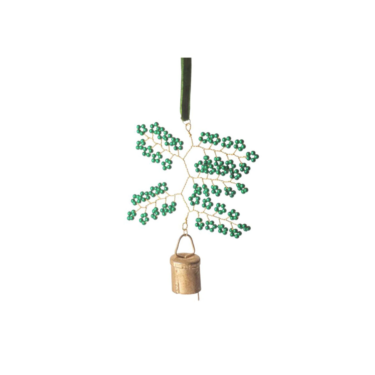 Hanging Beaded Bell Green