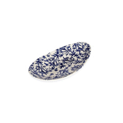 Floral Blue Oval Plate Medium