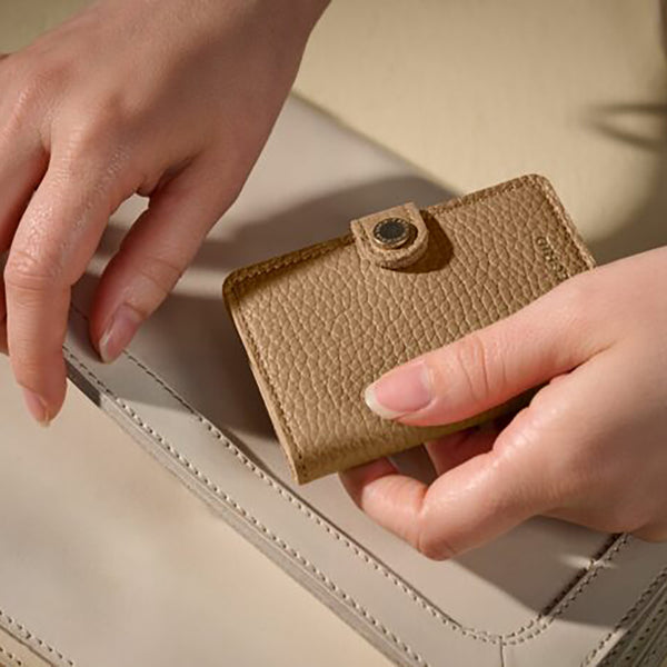 Mini Wallet Pebble Leather Cappucino