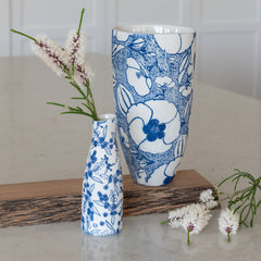 Floral Blue Bud Vase