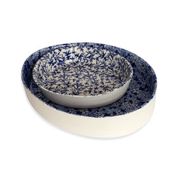 Floral Blue Platter Serving Small