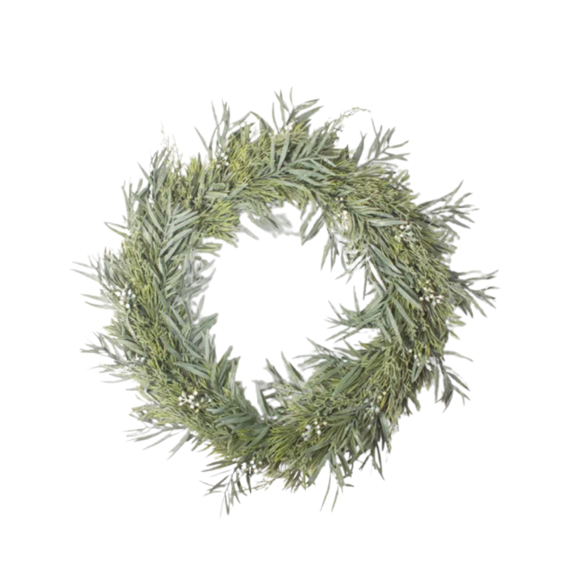 Mixed Silver Green Wreath 60cm