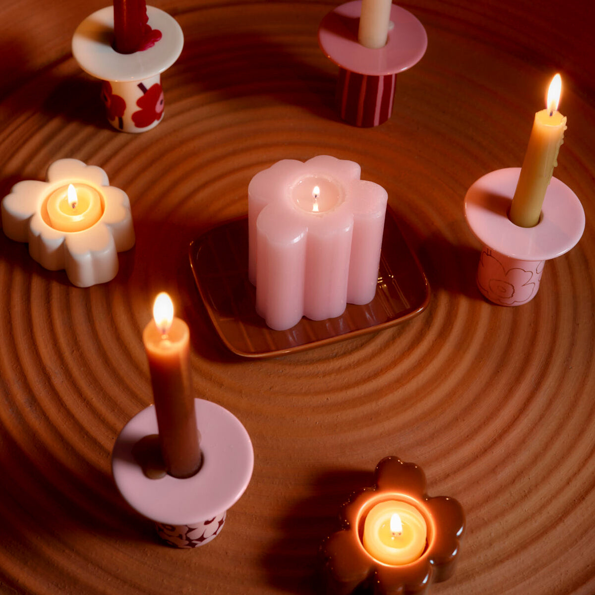 Unikko Candle Holder Pink/Gold