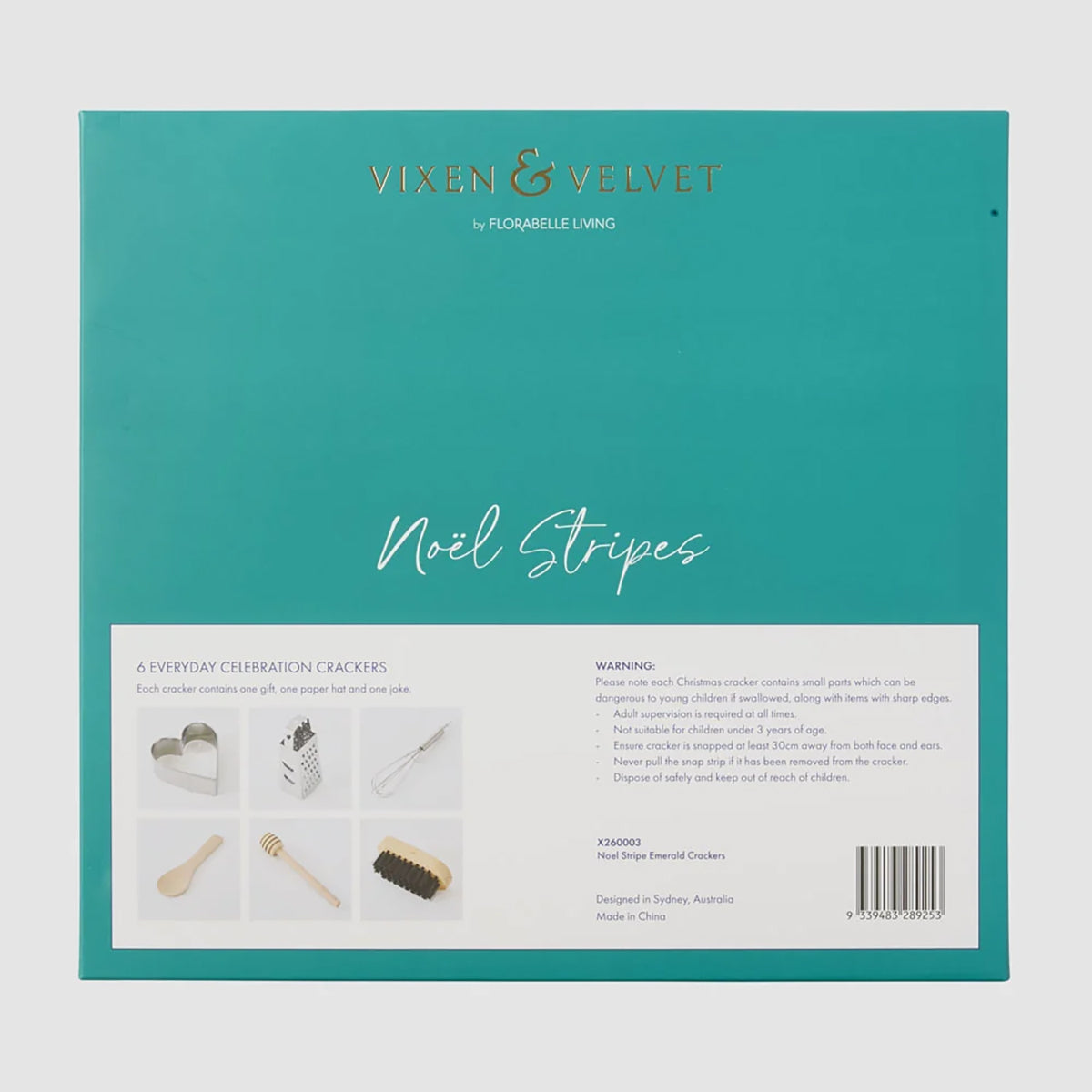 Noel Striped Emerald Crackers Set/6