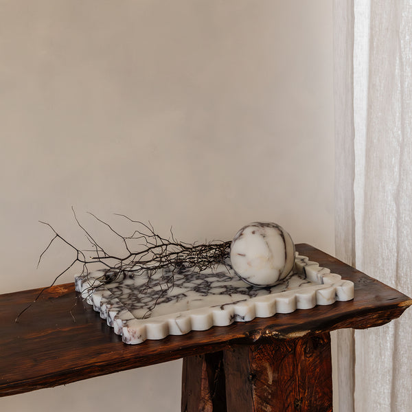Orbit Table Sculpture Viola Marble