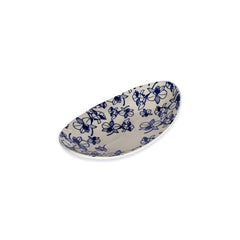 Floral Blue Oval Plate Medium