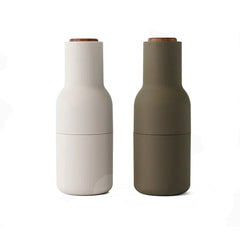 Bottle Grinder Hunting Green + Beige with Walnut / Set 2