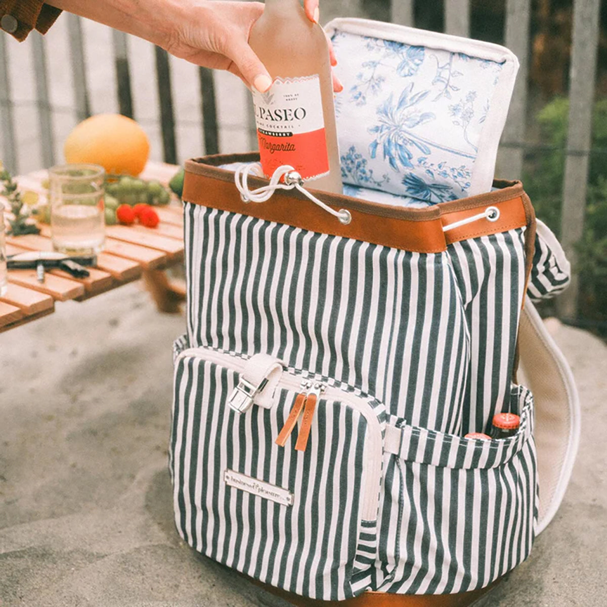 Backpack Cooler Tote Bag Laurens Navy Stripe