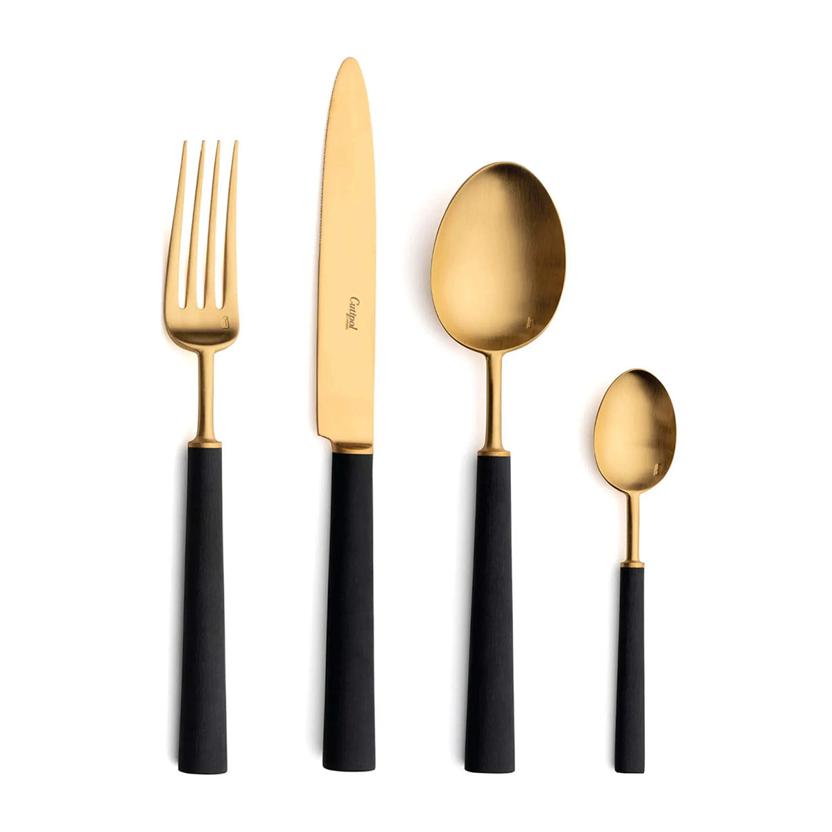 Ebony Black Matt Gold 24pc Cutlery Set