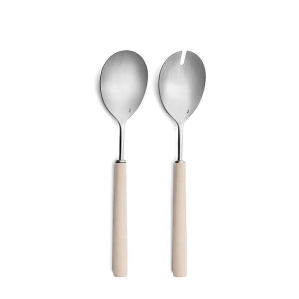 Ebony 'Ivory' Matt Steel Salad Servers