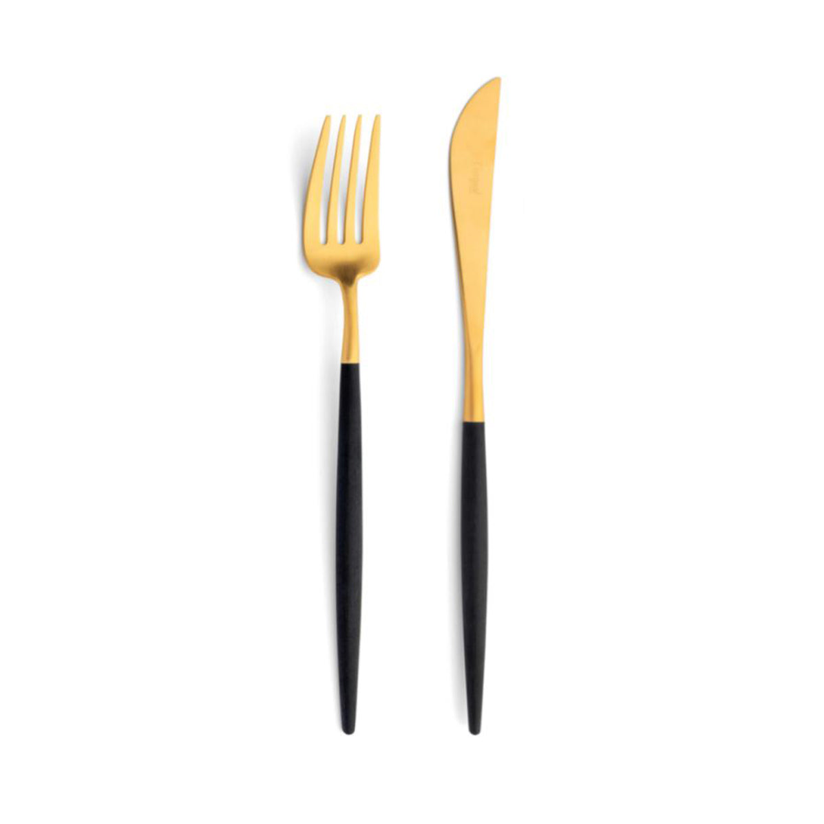 Goa Serving Knife and Fork Black / Matte Gold
