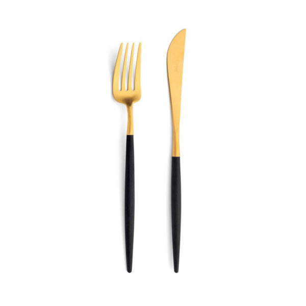 Goa Serving Knife and Fork Black / Matte Gold