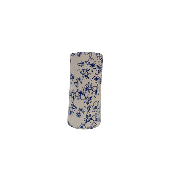 Floral Blue Cylinder Vase Small