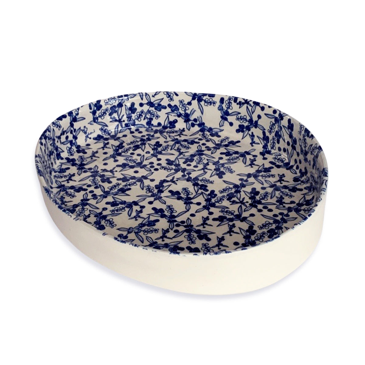 Floral Blue Platter Serving Large