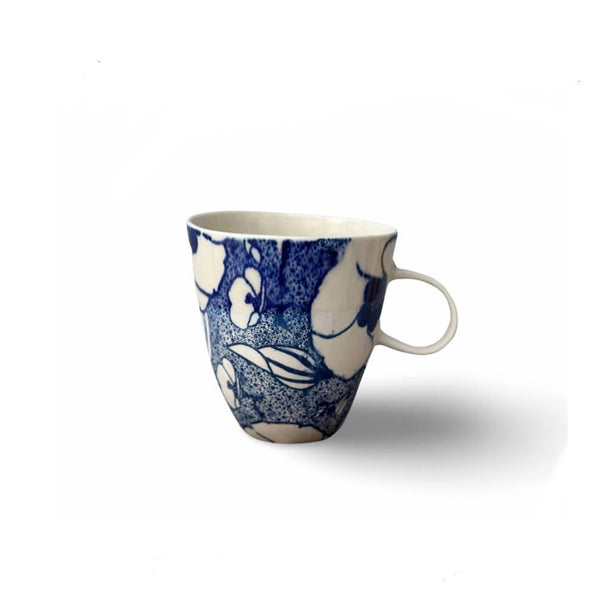 Floral Blue Sphere Mug With Handle