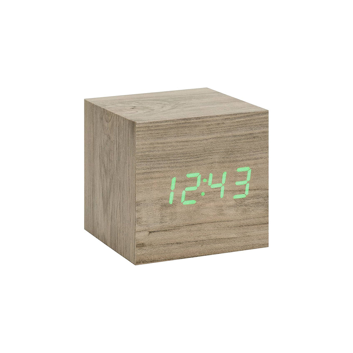 Cube Click Clock Ash / Green LED
