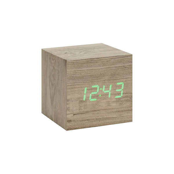 Cube Click Clock Ash / Green LED