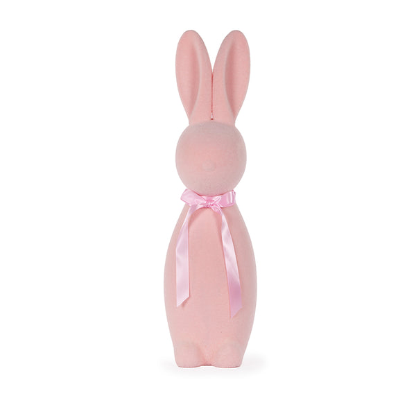 Flocked Rabbit with Bow Pink XL