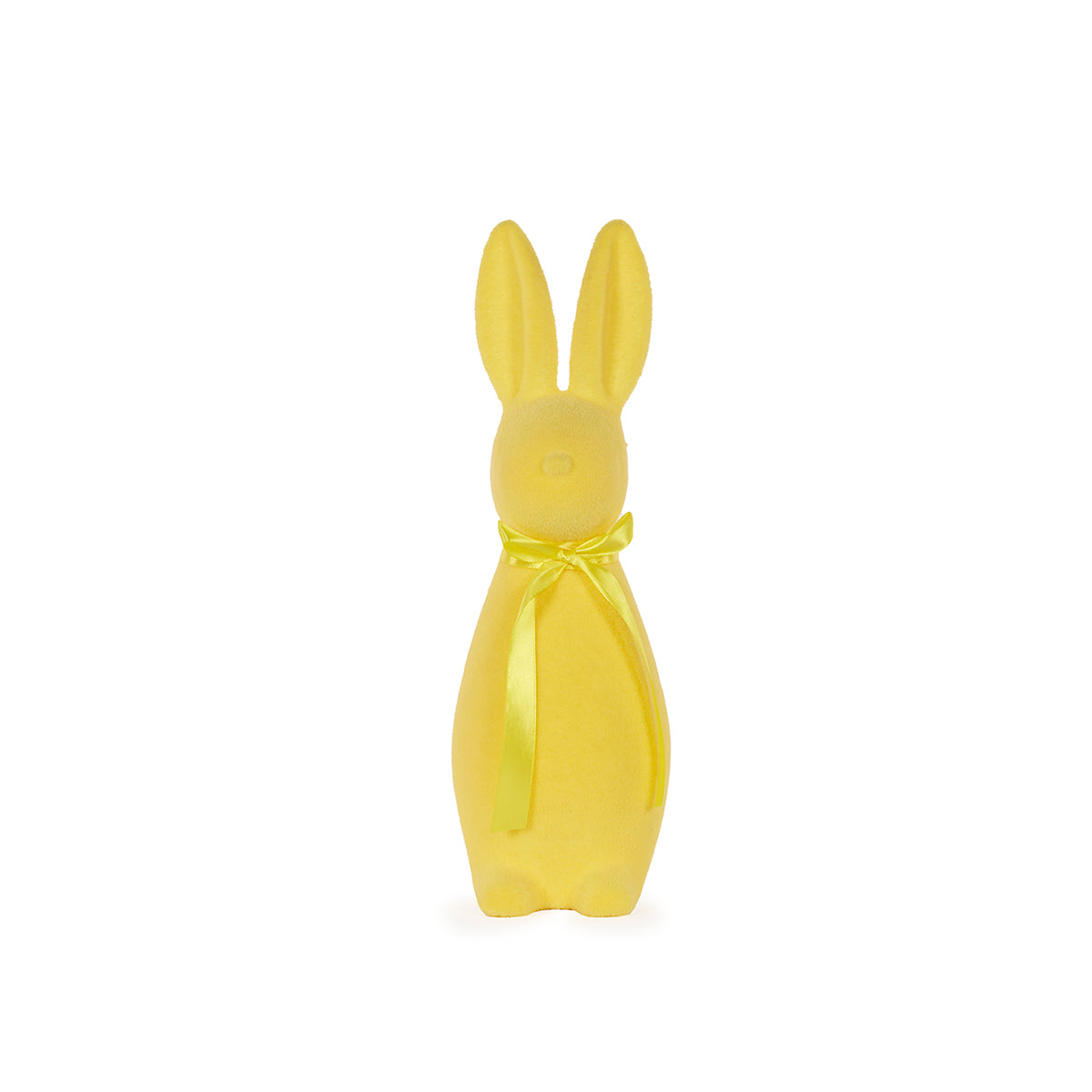 Flocked Rabbit with Bow Yellow Large