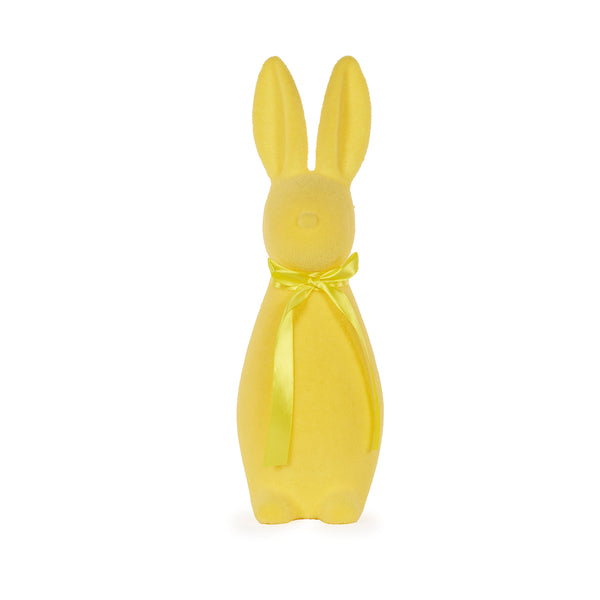 Flocked Rabbit with Bow Yellow XL
