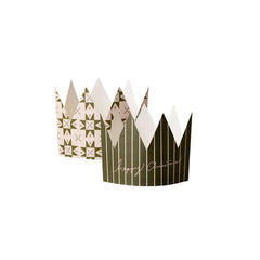 Pack of 6 Green Quilt & Green Happy Christmas Crown Cards