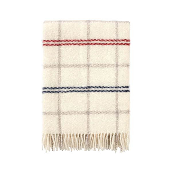 Tartan Brushed Wool Blanket Cream / Red
