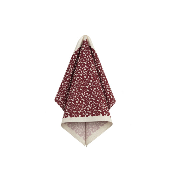 Unikko Burgundy/Linen Tea towel
