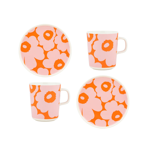 Oiva Unikko Breakfast Set 4pce Pink/Orange