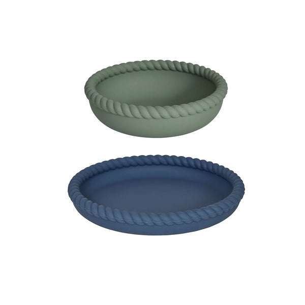 Mellow Plate and Bowl Set Blue/Olive